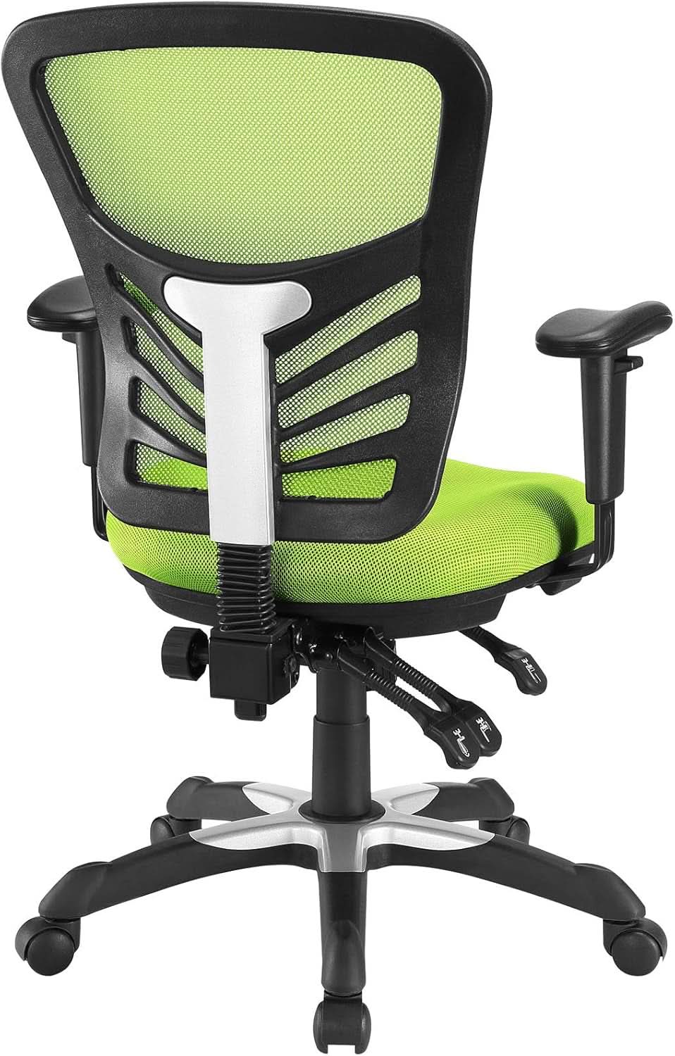 Silla de oficina ergonómica de malla verde articulada para largas horas