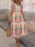 Floral Print V-Neck Midi Dress