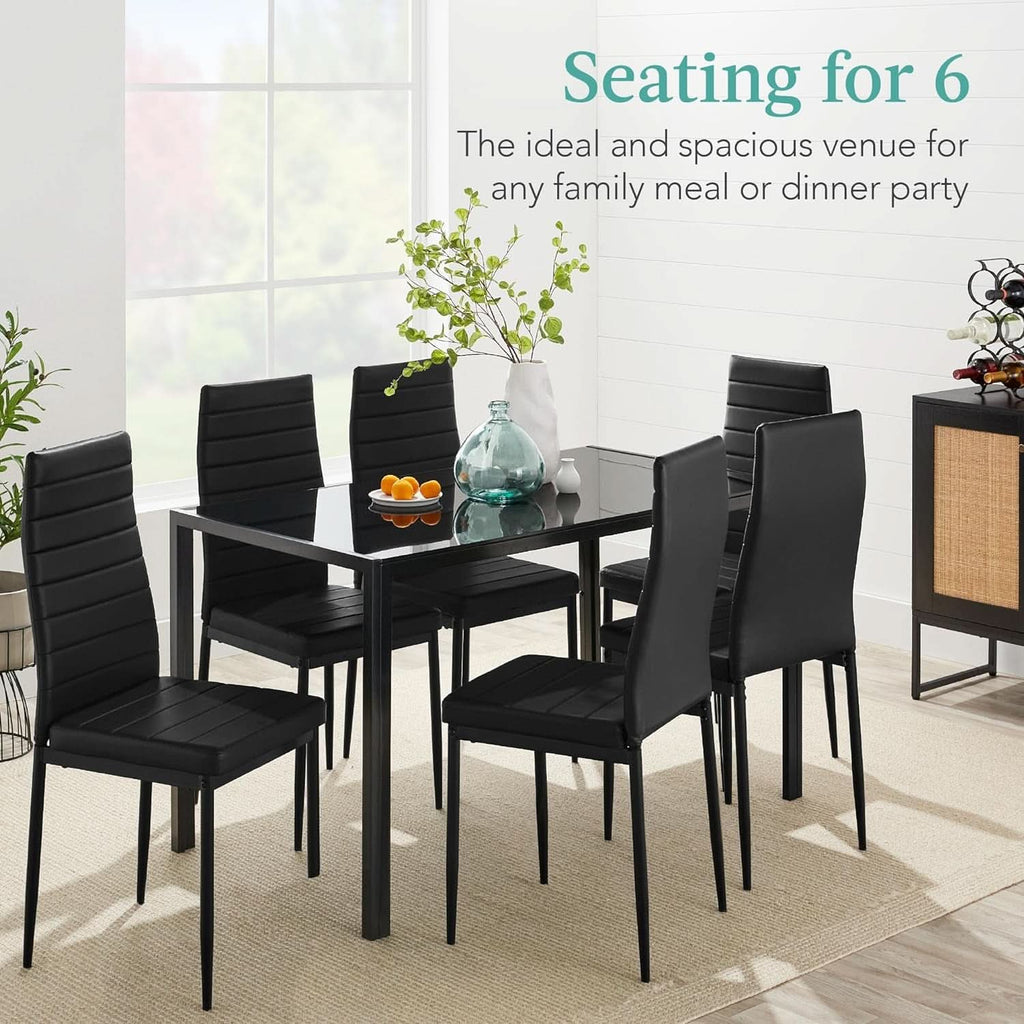 Juego de mesa de comedor de vidrio templado Ultra Lux negro de 51 pulgadas