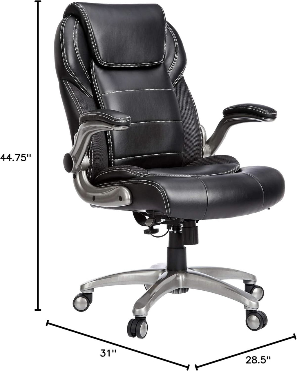 Silla de oficina ergonómica de respaldo alto negra con soporte lumbar