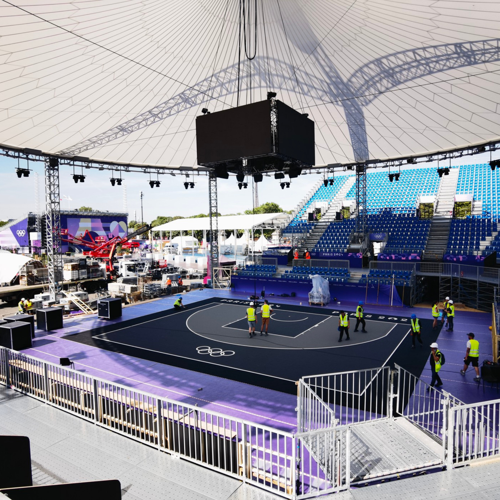 Cancha oficial de baloncesto 3x3 Enlio de EE. UU. – Certificada por la FIBA – 25' x 25' – Kit Club