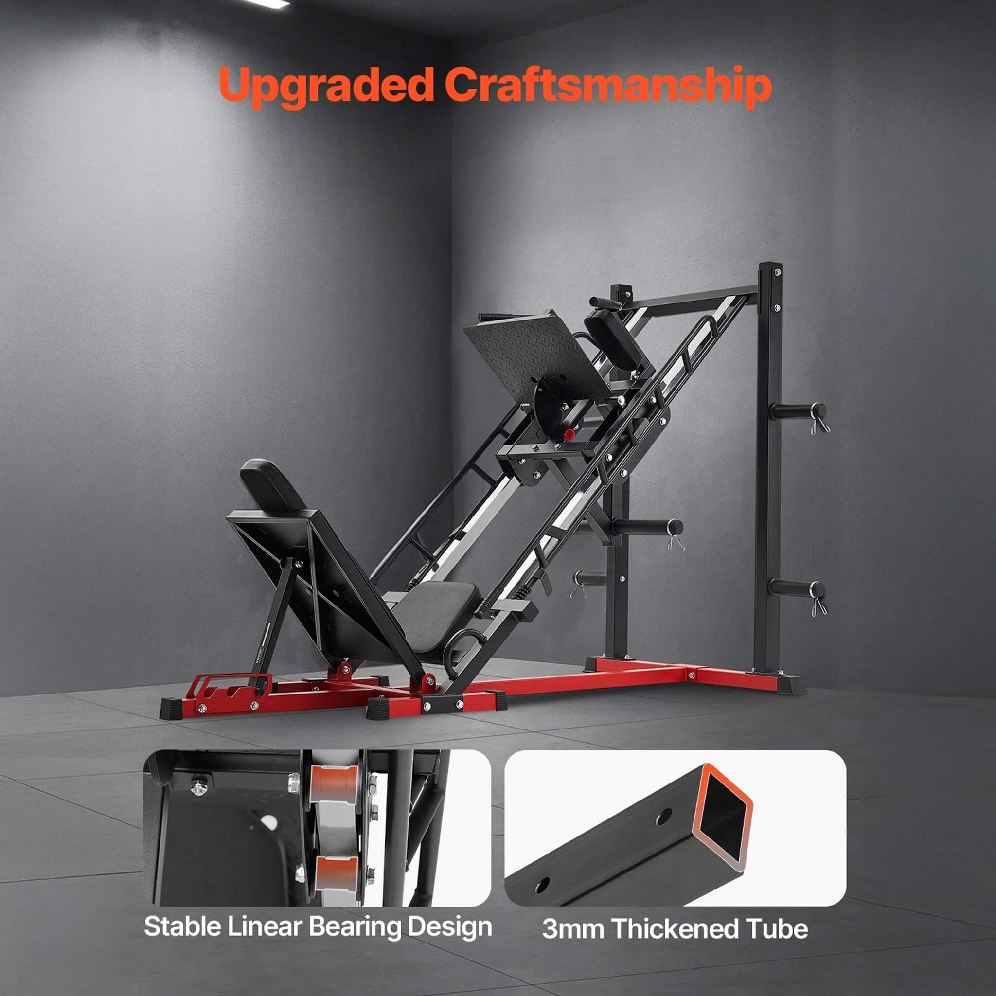 Rovix 2000LBS Máquina de prensa de piernas y sentadillas hack ajustables para entrenamientos en gimnasios domésticos (SAK53148)