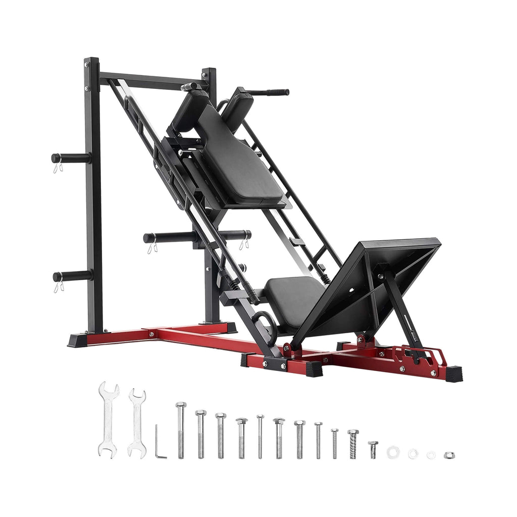 Rovix 2000LBS Máquina de prensa de piernas y sentadillas hack ajustables para entrenamientos en gimnasios domésticos (SAK53148)