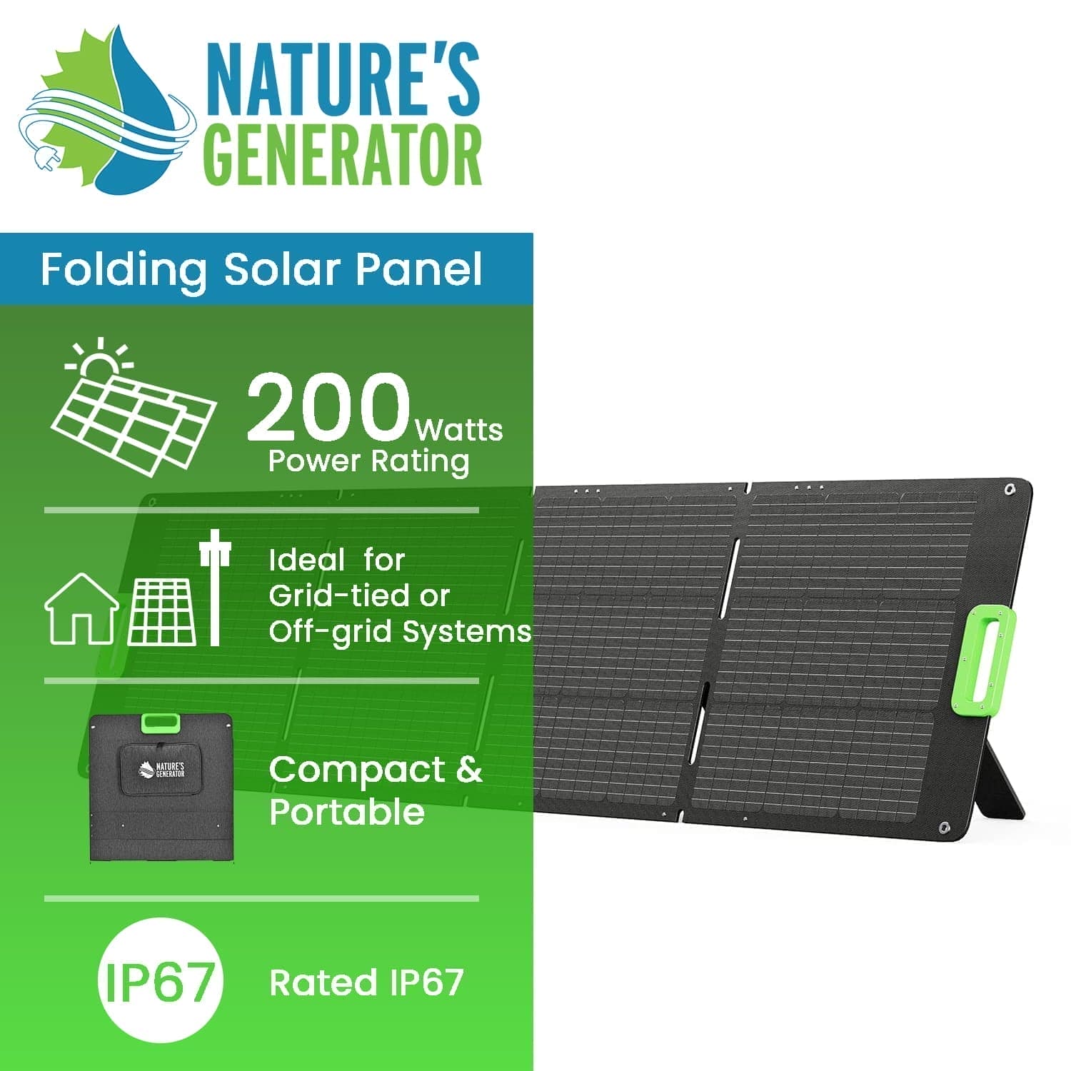 Panel solar plegable Nature's Generator de 200 W