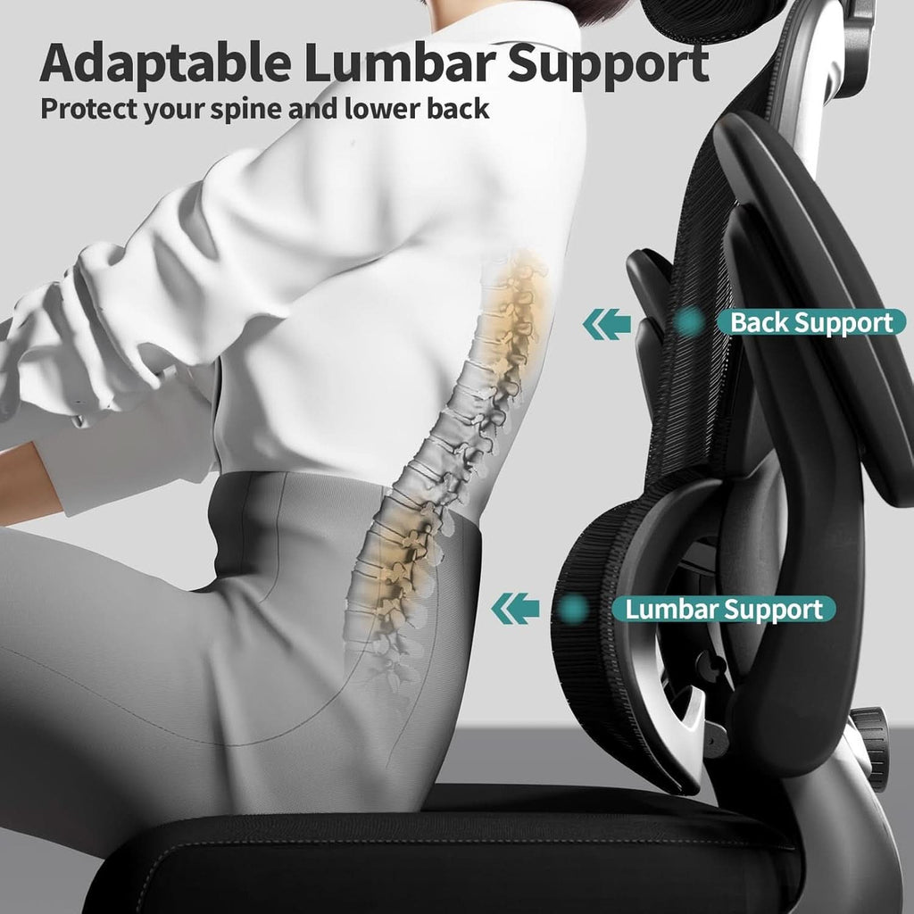 Silla de oficina ergonómica negra de respaldo alto con ruedas