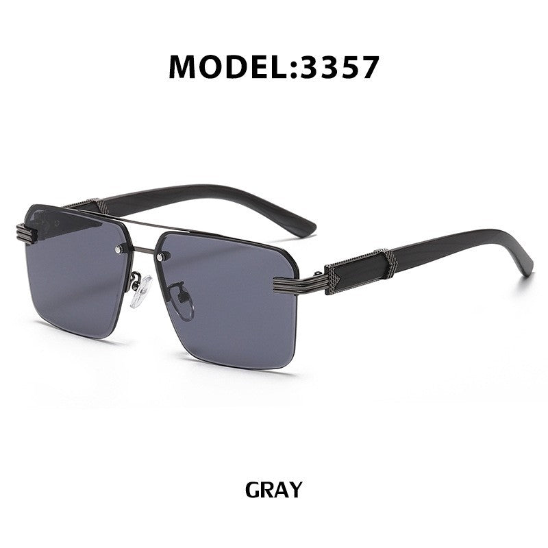 Men's Sunglasses With Frameless Woodgrain-Inspired Legs