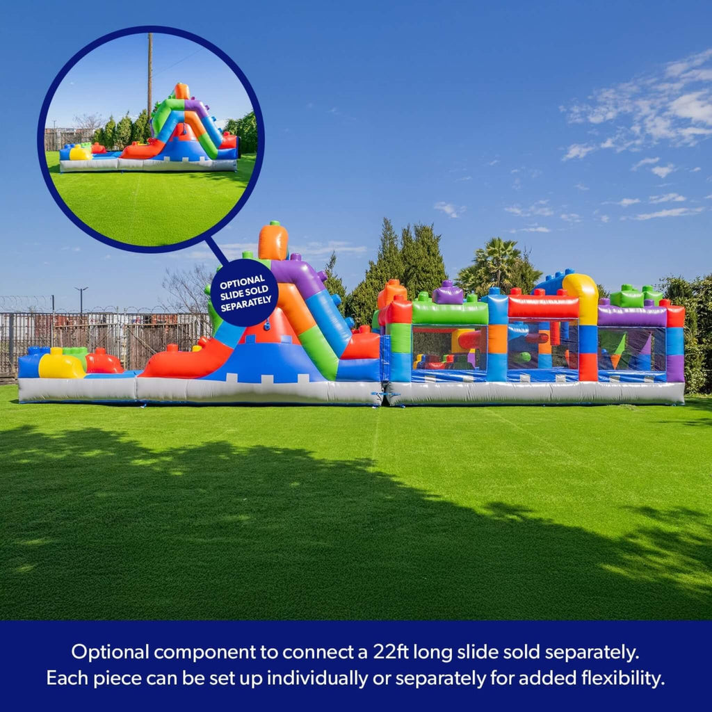 Pista de obstáculos hinchable multicolor gigante de 20 pies con ventanas de malla grandes (SAK75192)