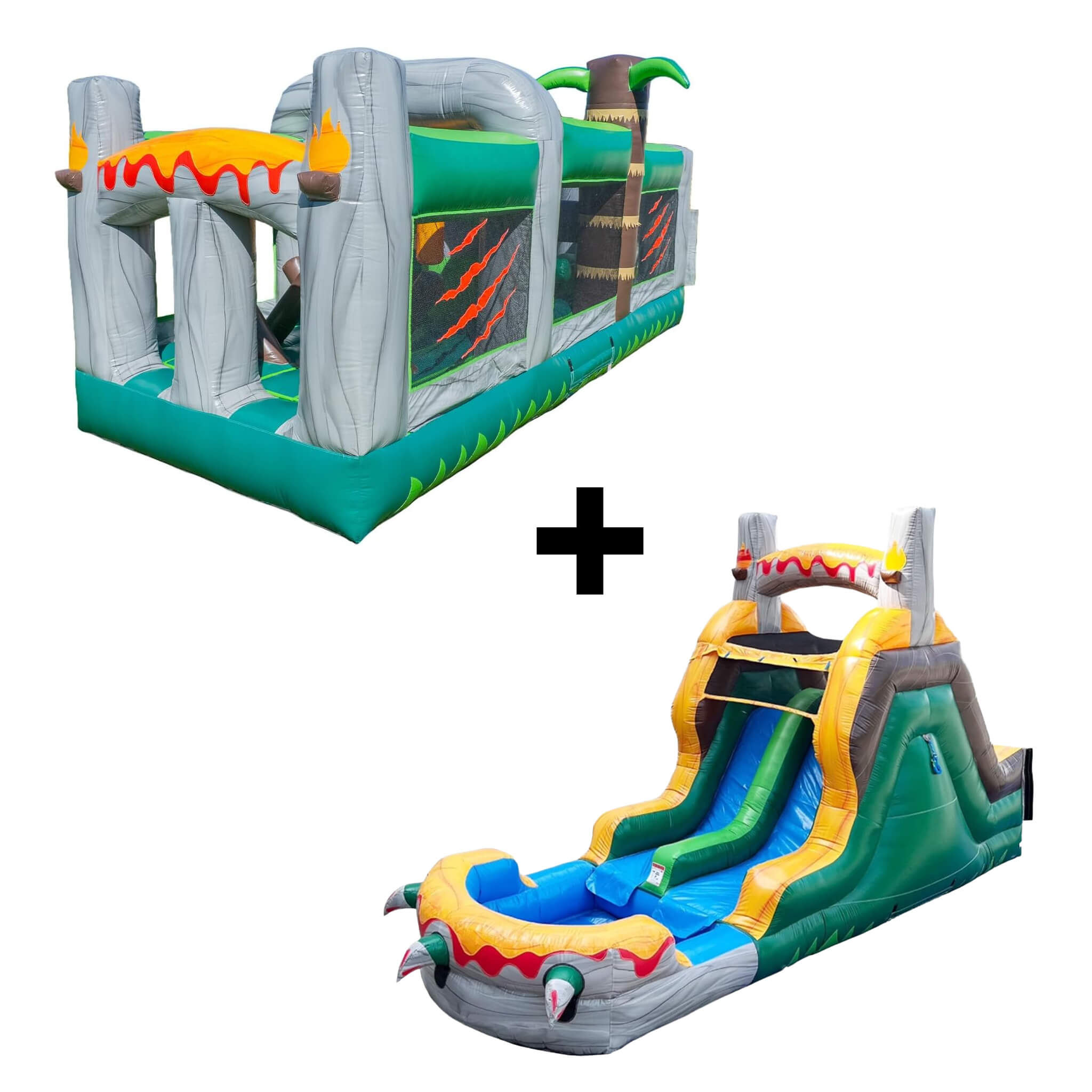 Pista de obstáculos inflable de dinosaurio de 20 pies con soplador (SAK90817)