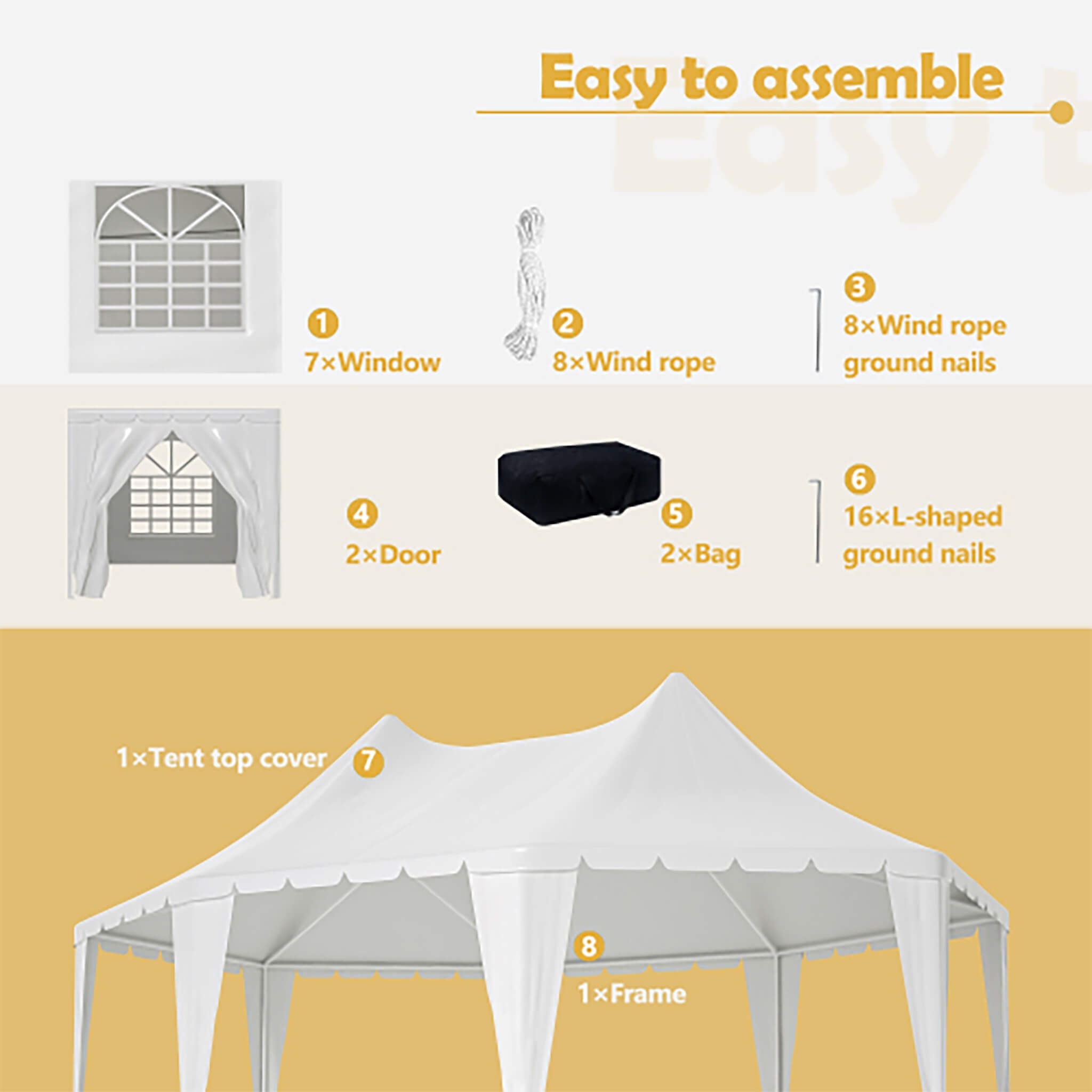 [20X15FT] Carpa Extra Grande Resistente Impermeable para Fiestas y Bodas al Aire Libre con Marco de Acero (SAK07645)