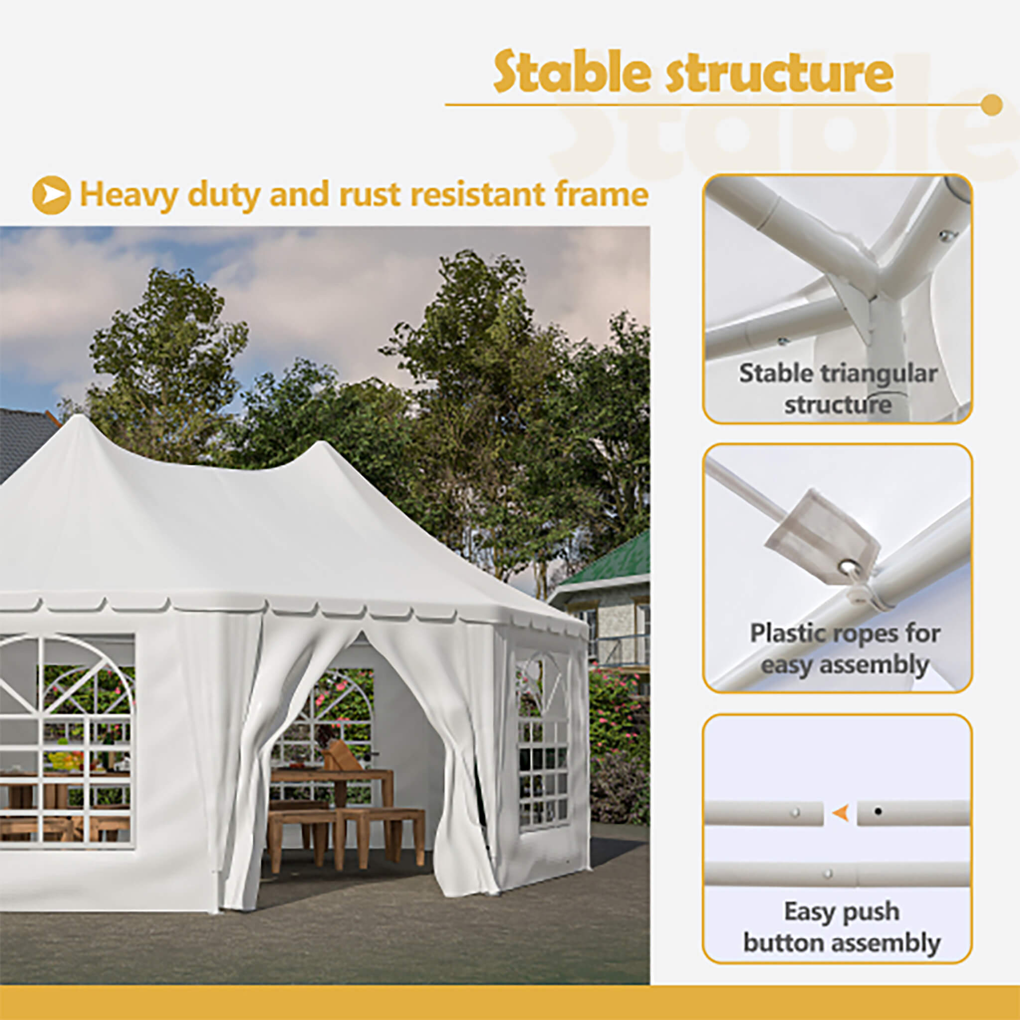 [20X15FT] Carpa Extra Grande Resistente Impermeable para Fiestas y Bodas al Aire Libre con Marco de Acero (SAK07645)
