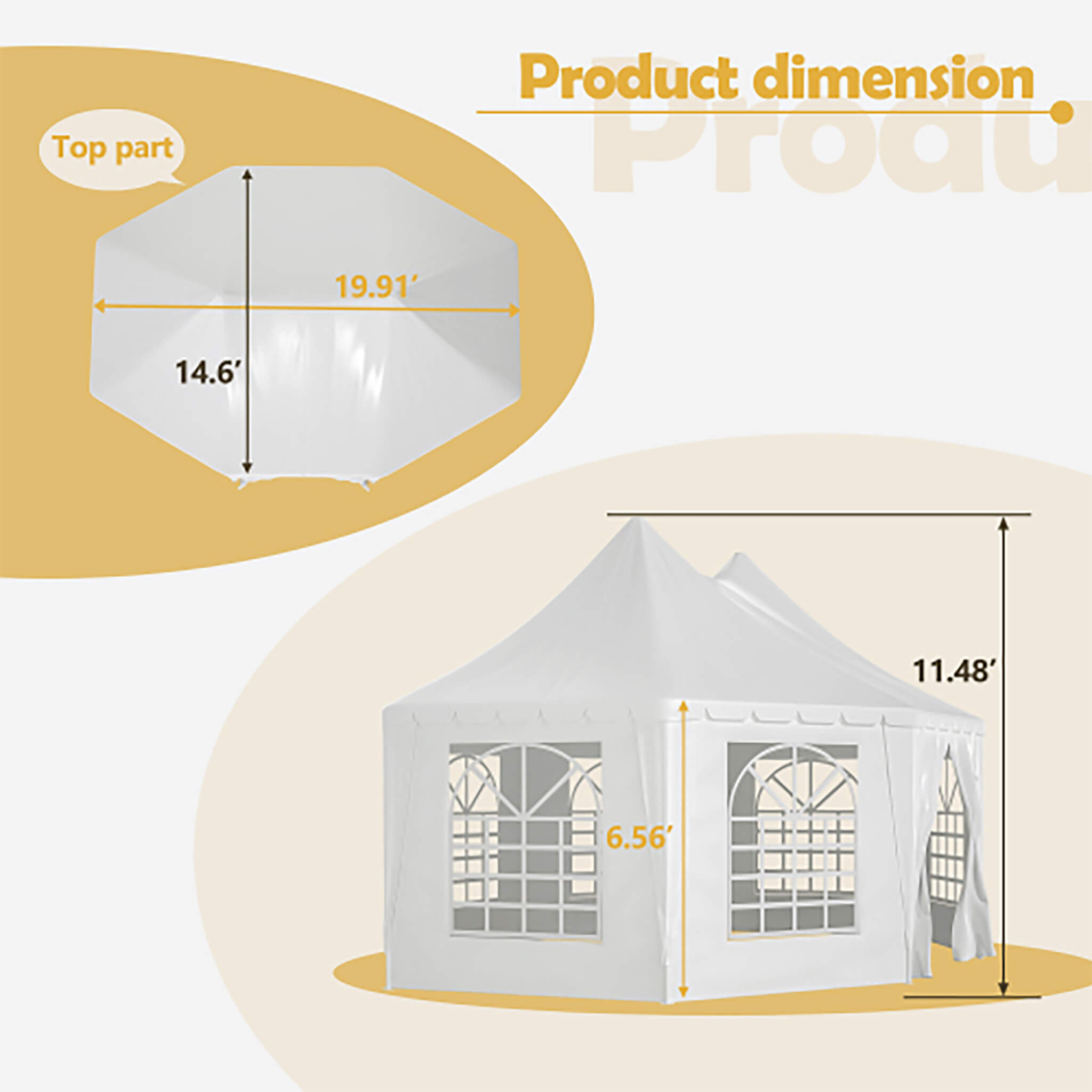 [20X15FT] Carpa Extra Grande Resistente Impermeable para Fiestas y Bodas al Aire Libre con Marco de Acero (SAK07645)