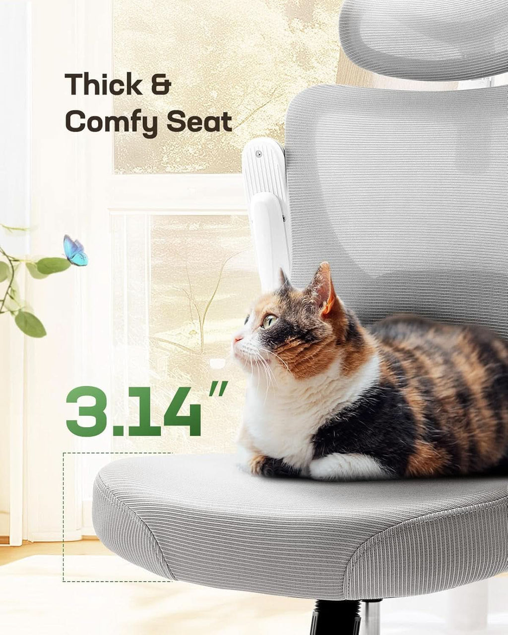 Silla de oficina ergonómica de malla con soporte lumbar ajustable