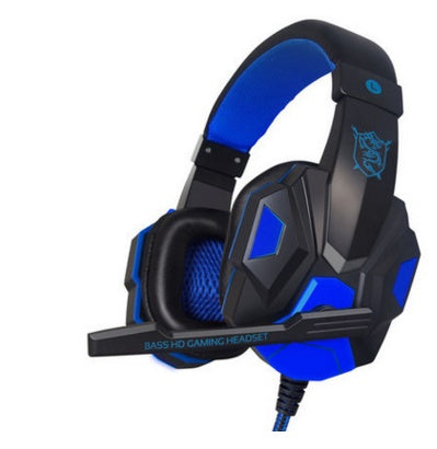 Auriculares de juego Pu mind pc780 negros azules con micrófono para computadora y voz YY, auriculares con luz negra y azul