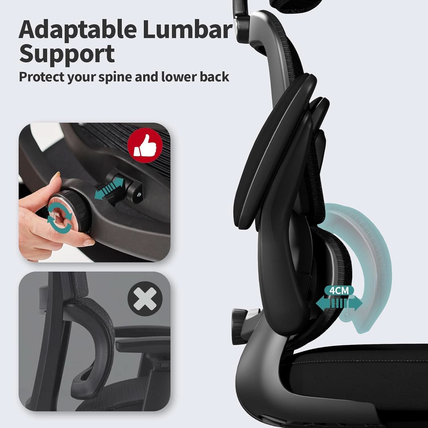 Silla de oficina ergonómica negra de respaldo alto con ruedas