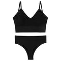 Sujetador sin costuras para mujer, top de fitness, bañador push-up, bikini de ejercicio para mujer, 2 piezas, conjunto de bikini de yoga acanalado sin costuras, sujetador deportivo y conjunto de ropa interior, 2 piezas, bikini de verano de talle alto