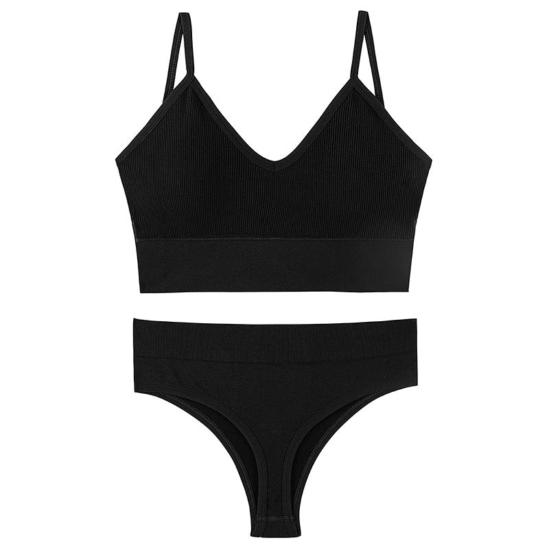 Sujetador sin costuras para mujer, top de fitness, bañador push-up, bikini de ejercicio para mujer, 2 piezas, conjunto de bikini de yoga acanalado sin costuras, sujetador deportivo y conjunto de ropa interior, 2 piezas, bikini de verano de talle alto