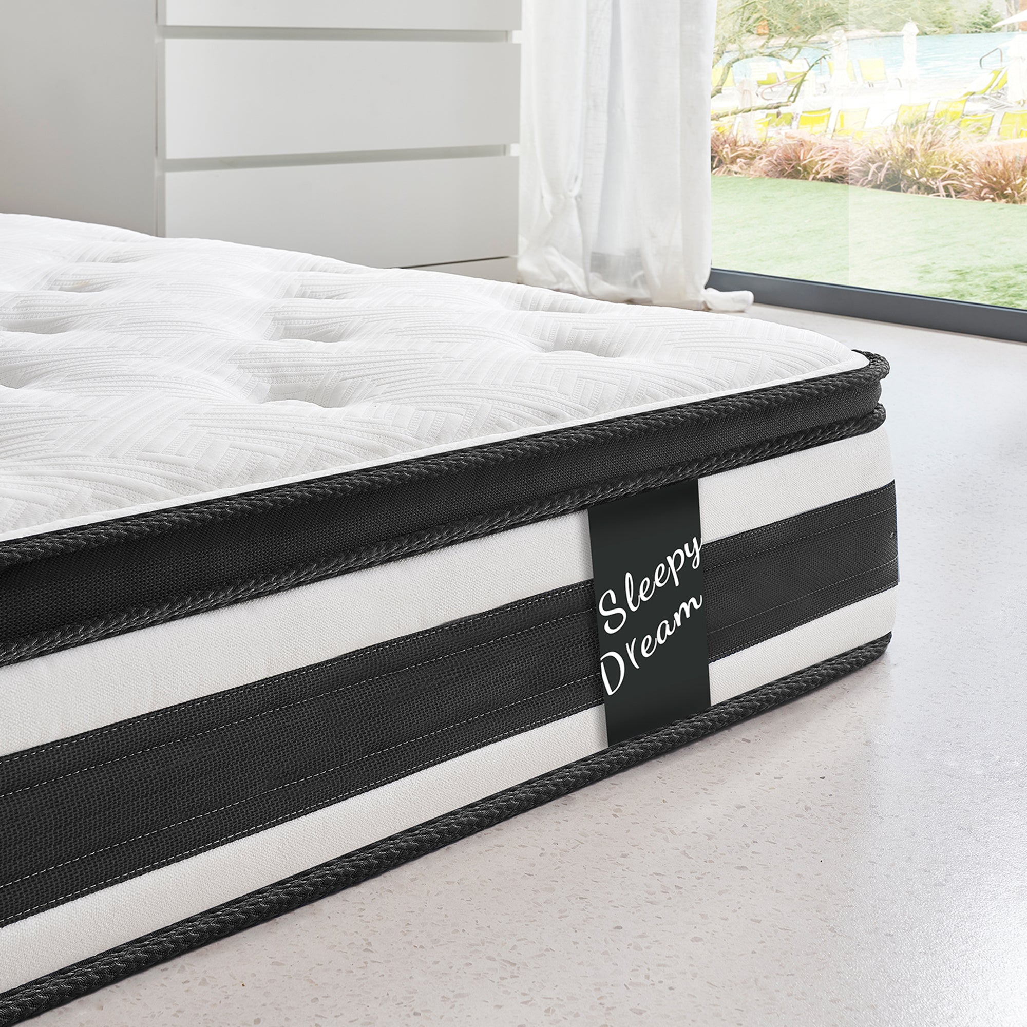 Full Size Hybrid Mattress Breathable Cool Knitted Fabric Cover