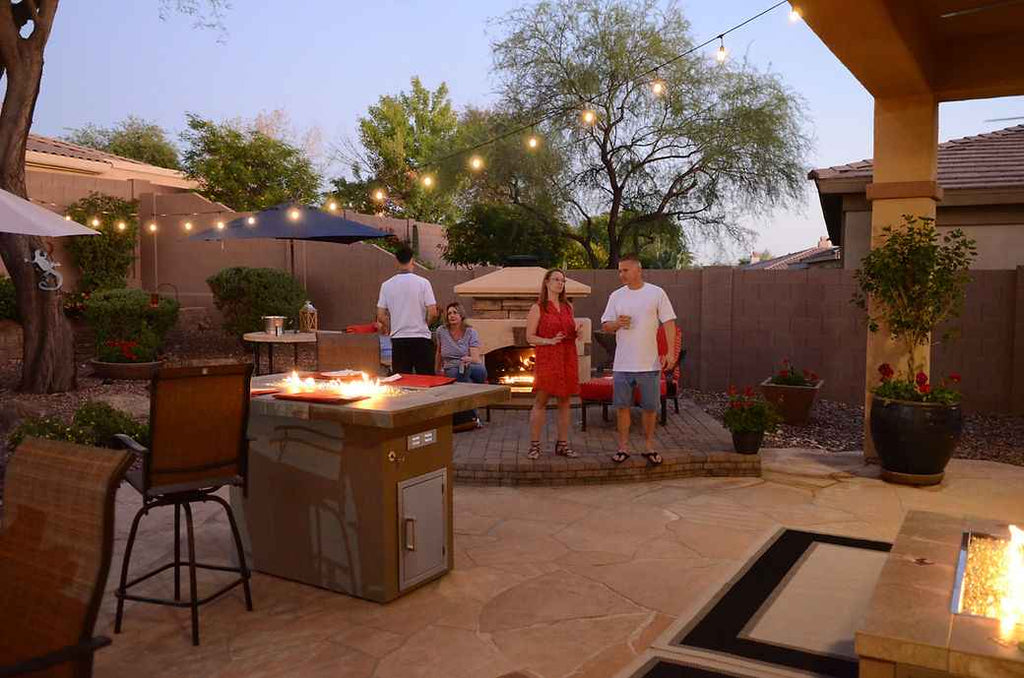 Entertainer Outdoor Fire Pit Table – 6 Ft with Fire Glass (LP/NG Compatible)
