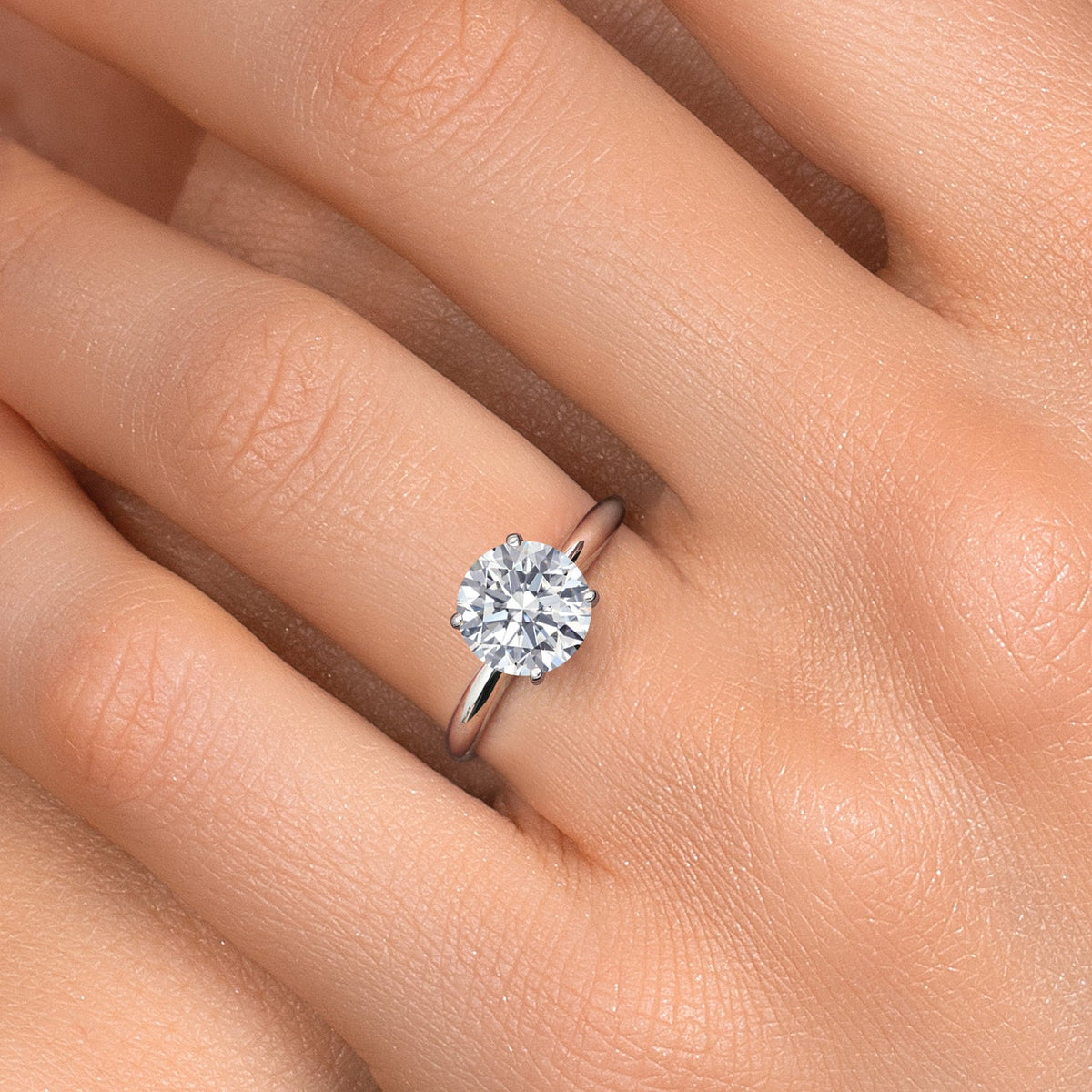 3.50 CTW Round Lab-Grown Diamond Solitaire Engagement Ring in 14K White Gold (F/VS, AGI Certified)