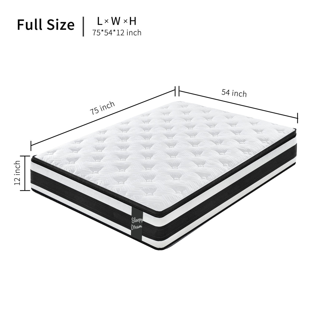 Full Size Hybrid Mattress Breathable Cool Knitted Fabric Cover