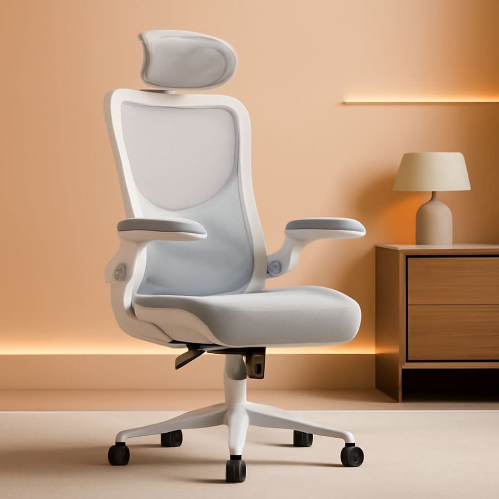 Silla de oficina ergonómica de malla con soporte lumbar ajustable