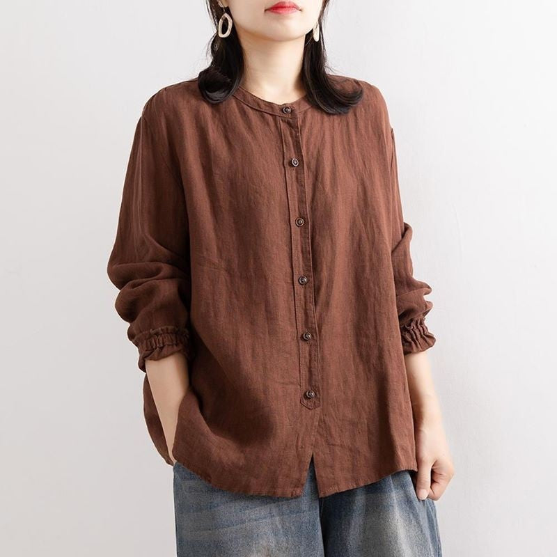 Sure! Here is an optimized title for your clothing product:

"Relaxed Fit Linen and Cotton Shirt Jacket