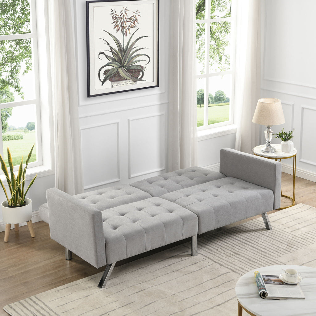 Sofa Bed Convertible Folding Lounge Couch Loveseat Sleeper Sofa - Light Gray
