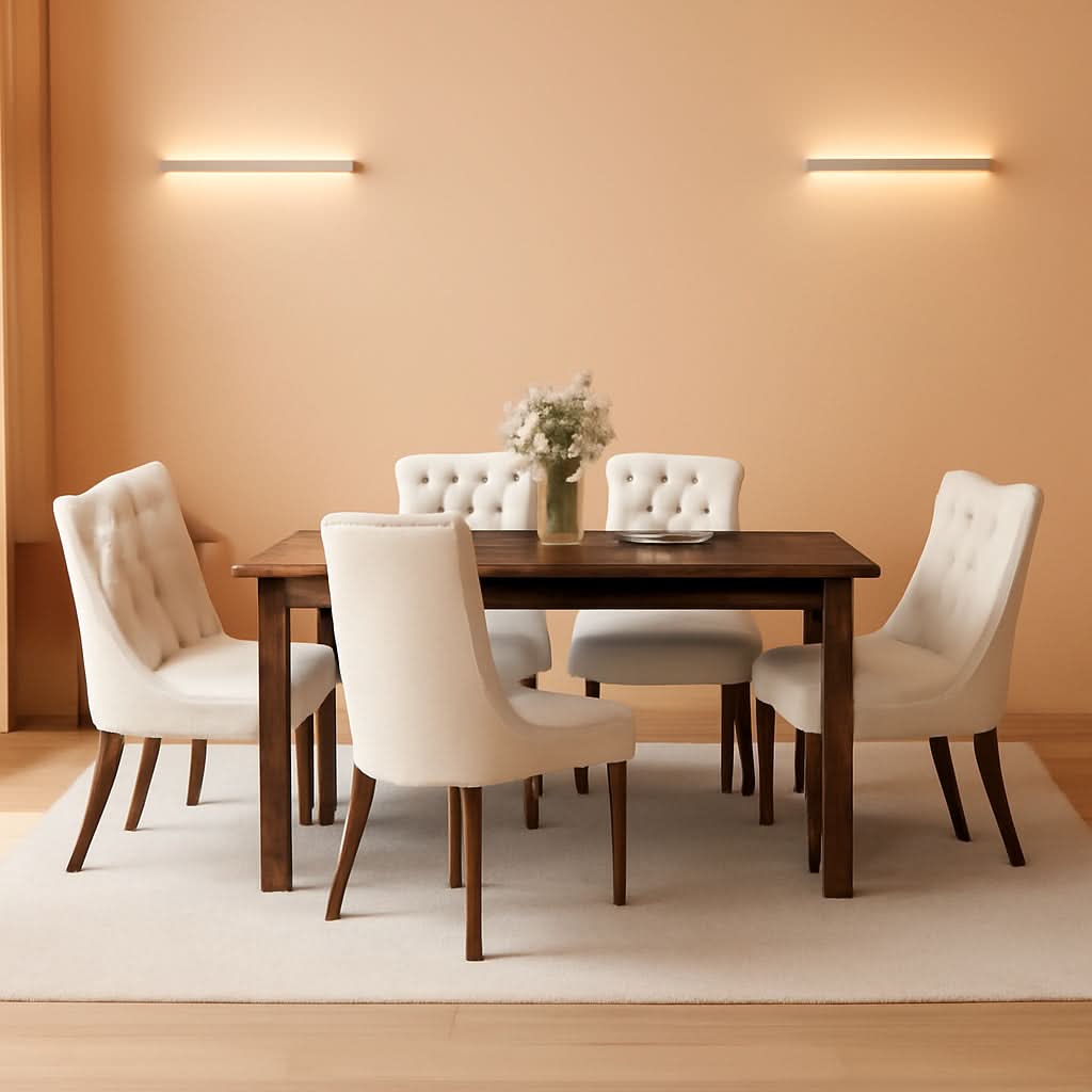 Mesa de comedor industrial rectangular de 63 pulgadas con seis sillas