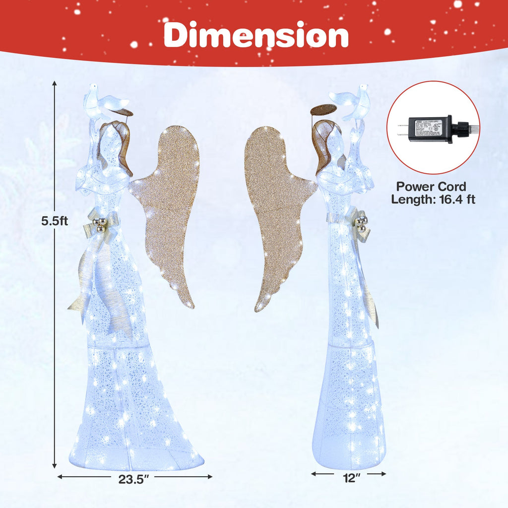 3D Lighted Angel Christmas Decoration 5.5 FT Halo Angel