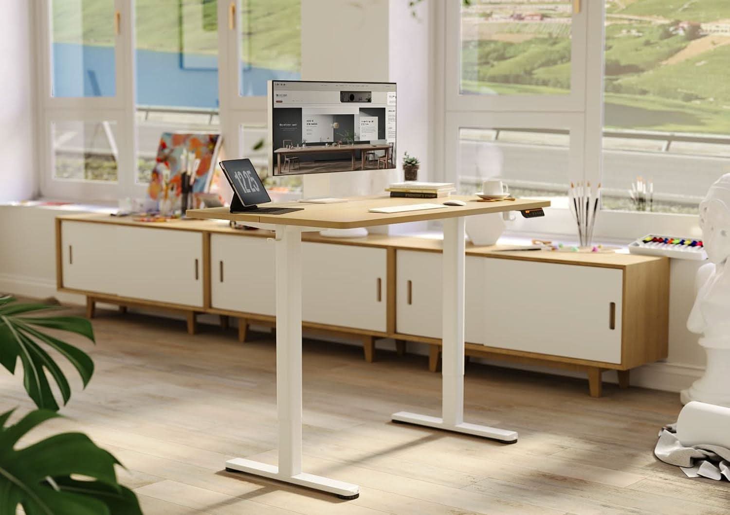 Escritorio eléctrico de pie 48x24 pulgadas, blanco, altura regulable