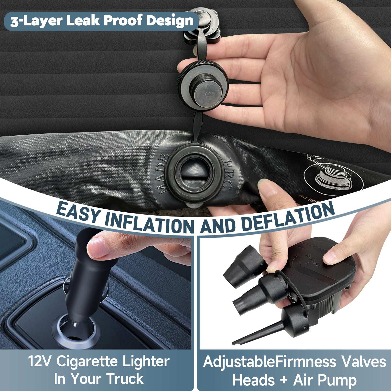 Colchón para Tesla Model Y: Colchón de aire inflable para acampar en Model Y, colchoneta de viaje SUV engrosada con bomba de aire para coche y 2 almohadas