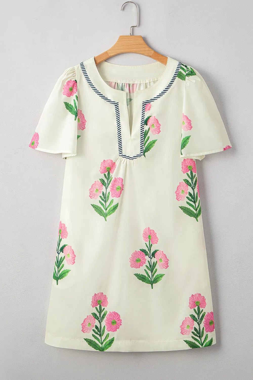 Floral Print Flutter Sleeve Summer Mini Dress