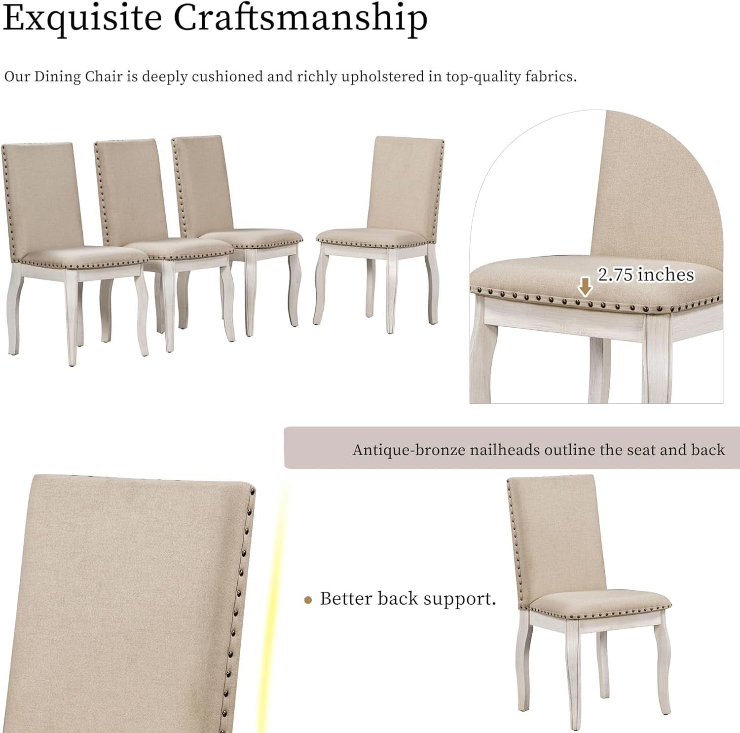 Juego de mesa de comedor redonda extensible estilo rústico, acabado roble con sillas tapizadas