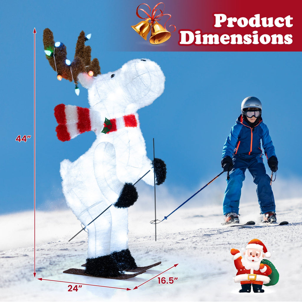 44" Animated Christmas Reindeer Pre-lit Skiing Deer Decoration