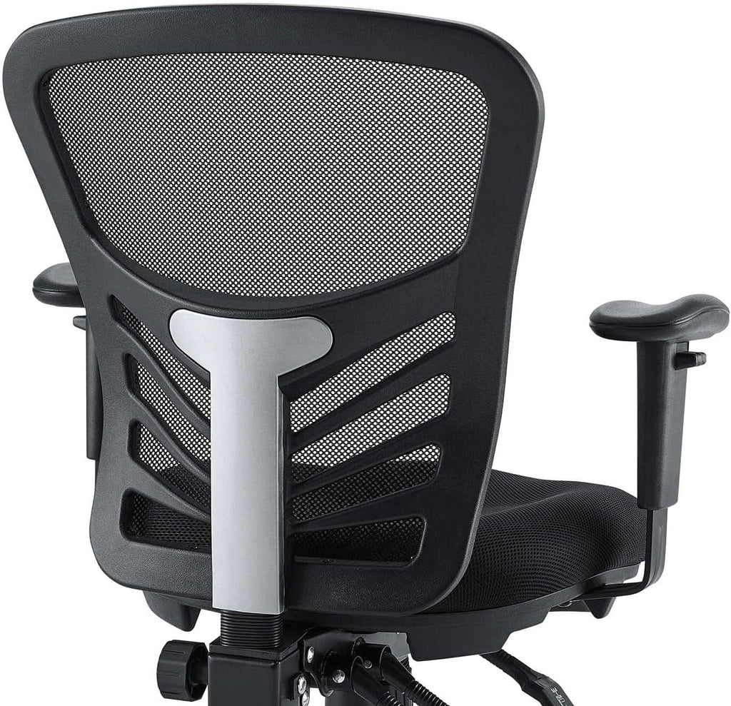 Silla de oficina ergonómica de malla articulada, color negro, con soporte lumbar