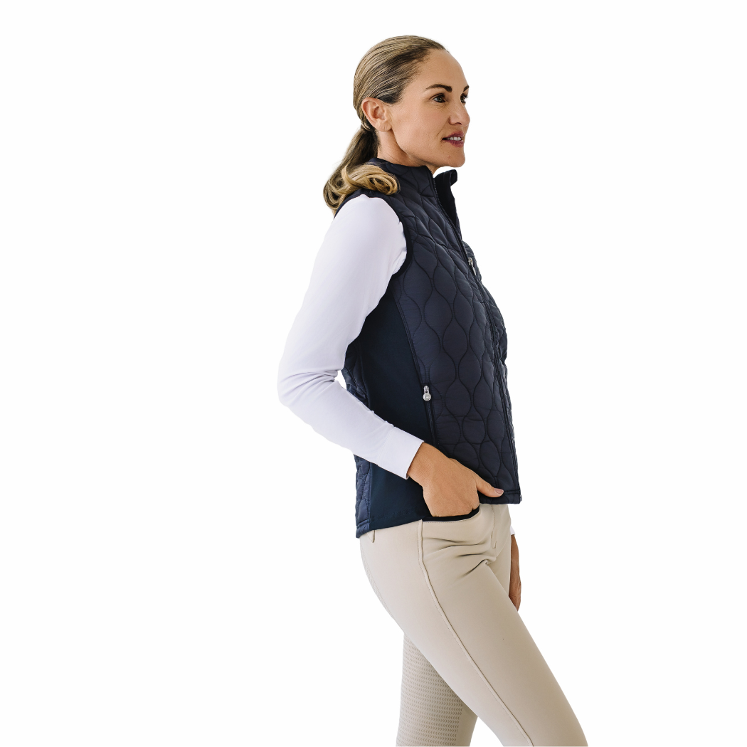 Quilted Hybrid Puffer Vest - Black
