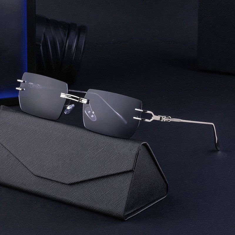 Women's Rimless Cut-Edge Square Sunglasses