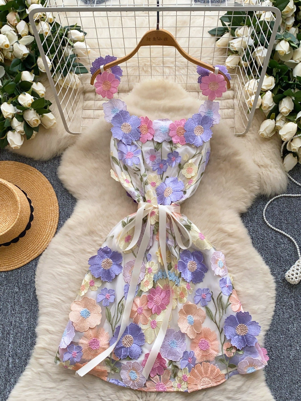 Floral Tie Waist Mini Dress