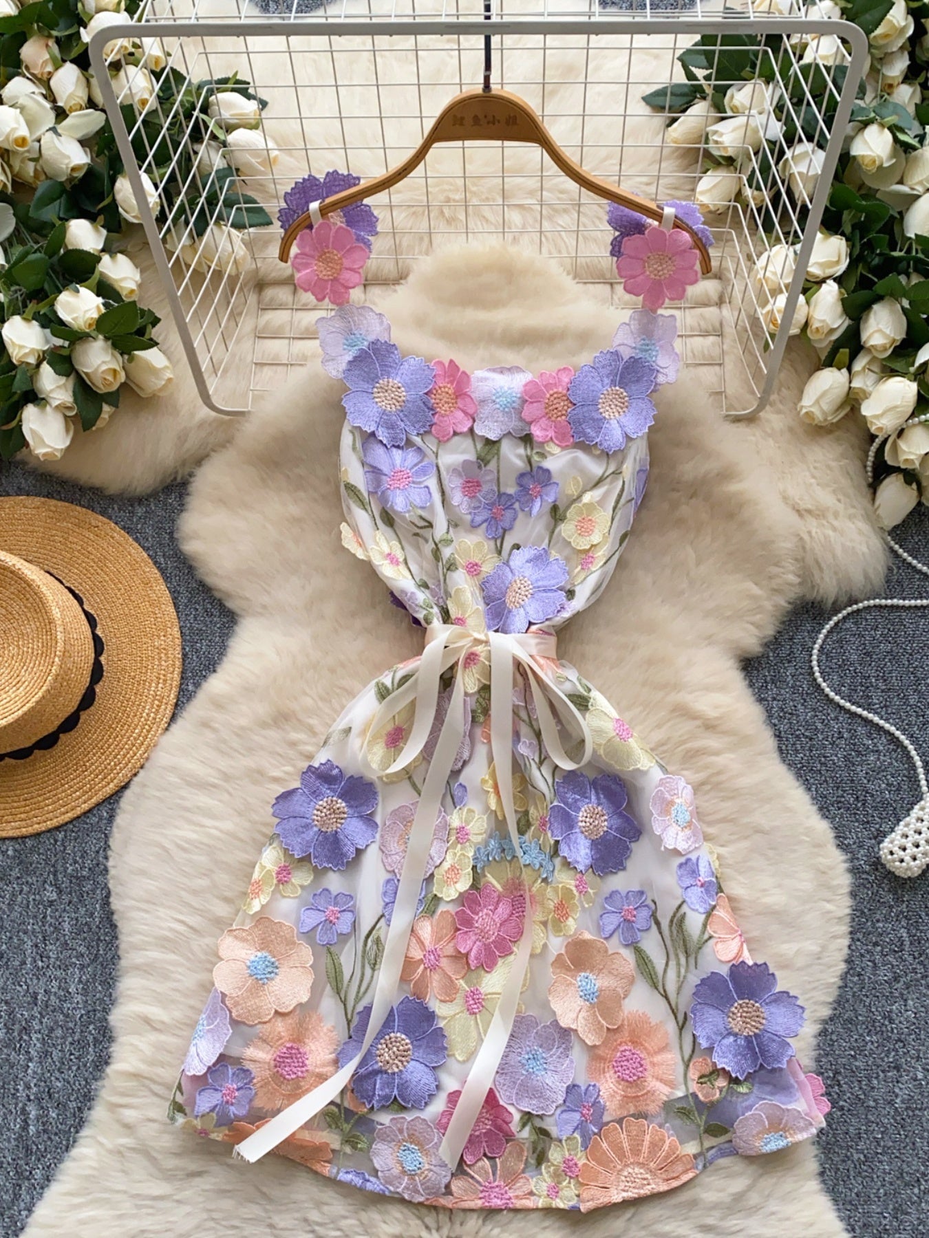 Floral Tie Waist Mini Dress