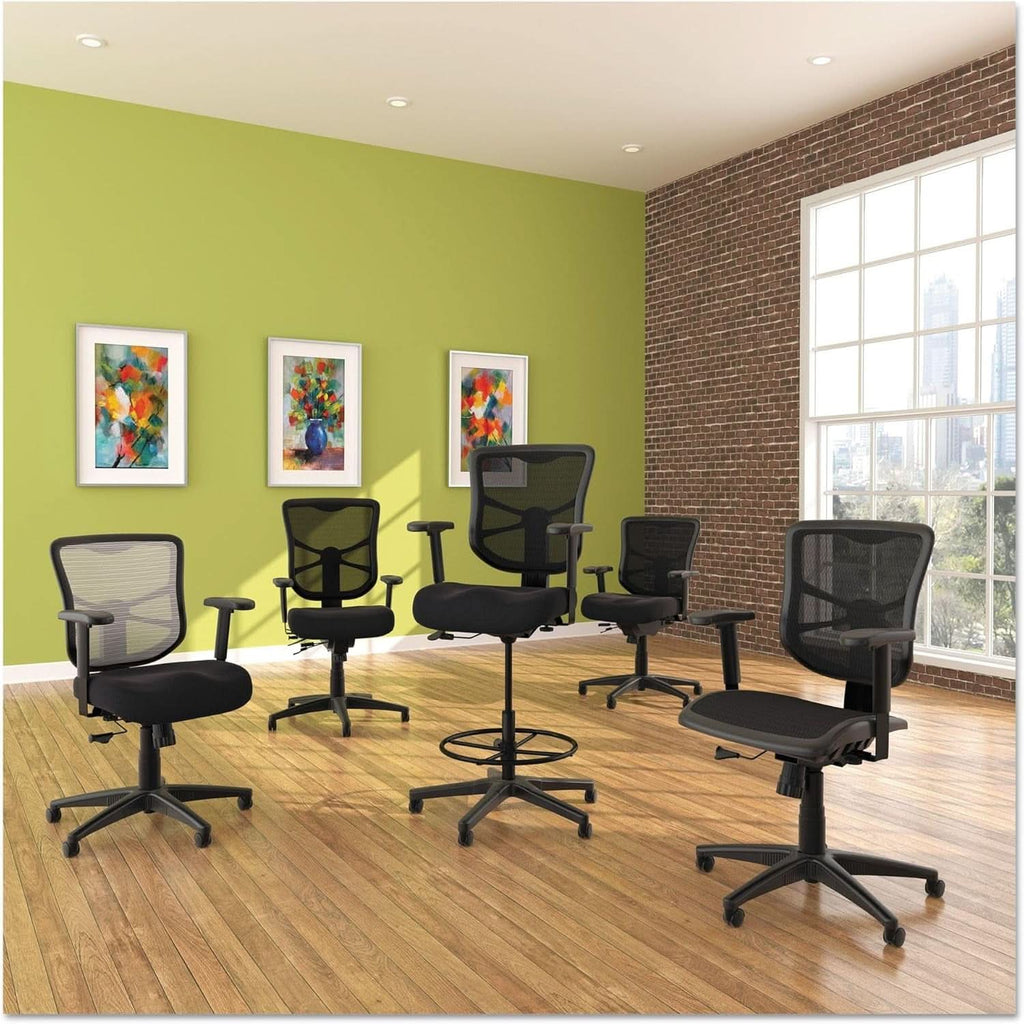 Silla de oficina de malla con respaldo alto Elusion negra con inclinación ajustable