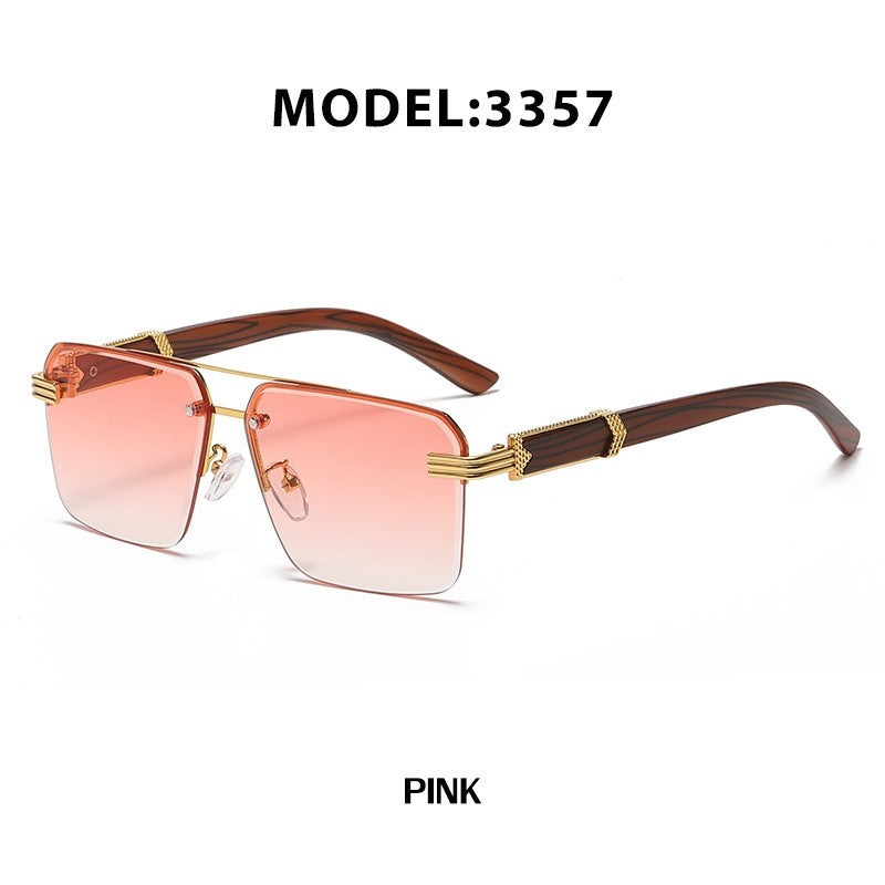 Men's Sunglasses With Frameless Woodgrain-Inspired Legs
