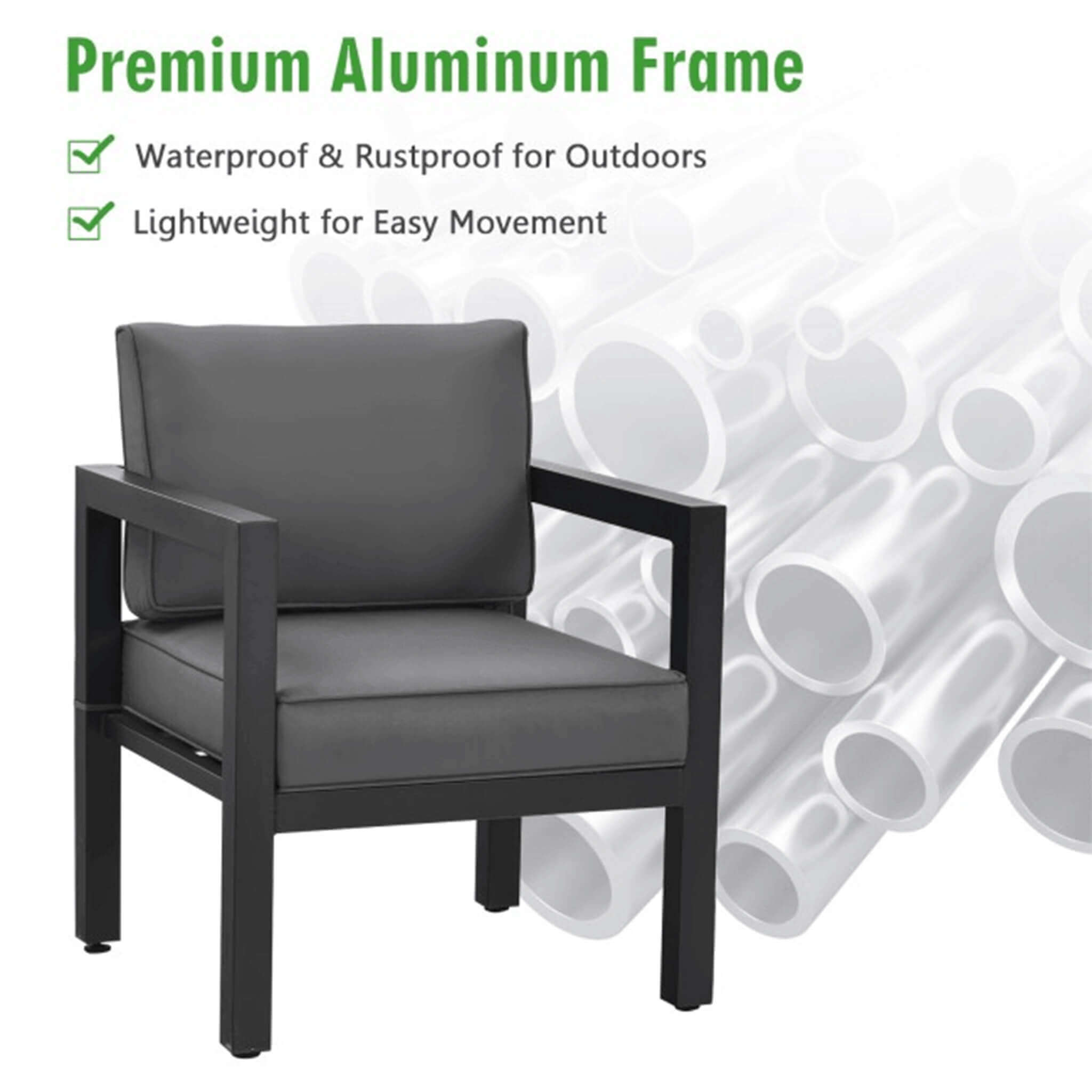 Juego de muebles de exterior de aluminio de primera calidad Alora de 4 piezas para patio trasero y piscina (SAK73532)