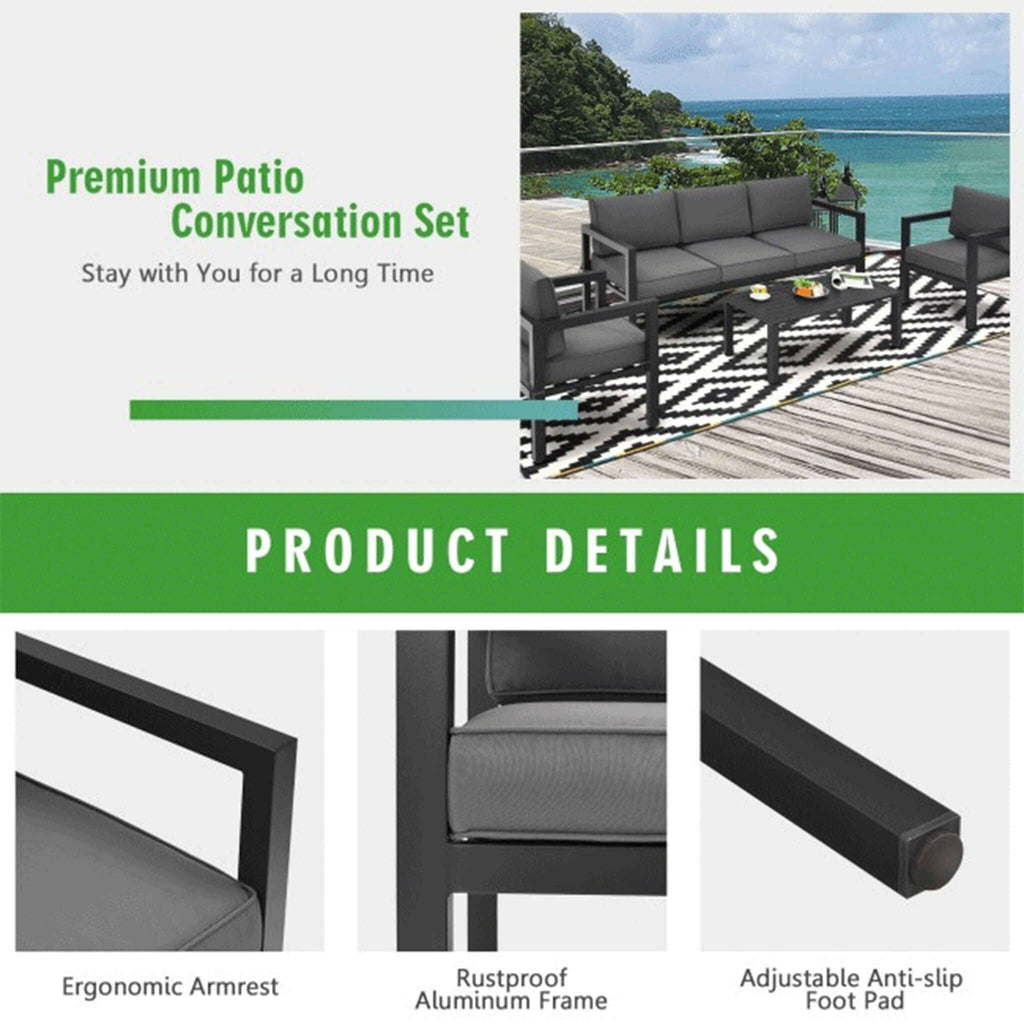 Juego de muebles de exterior de aluminio de primera calidad Alora de 4 piezas para patio trasero y piscina (SAK73532)