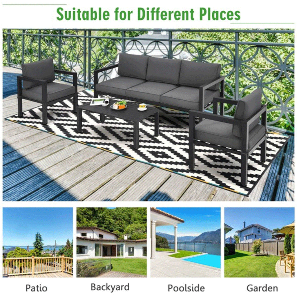 Juego de muebles de exterior de aluminio de primera calidad Alora de 4 piezas para patio trasero y piscina (SAK73532)