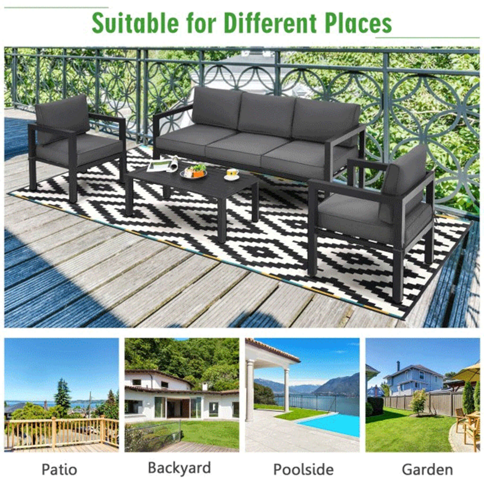 Juego de muebles de exterior de aluminio de primera calidad Alora de 4 piezas para patio trasero y piscina (SAK73532)