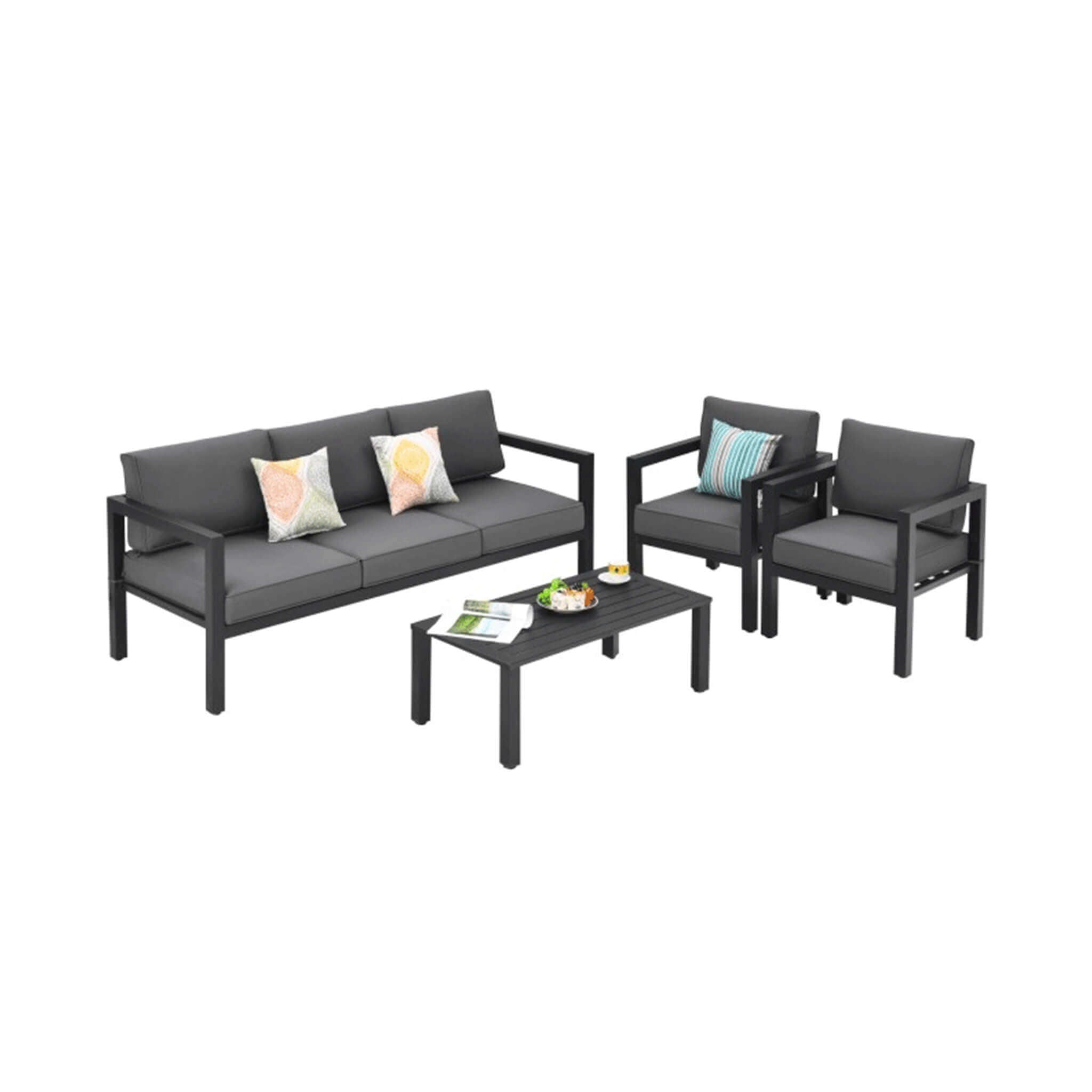 Juego de muebles de exterior de aluminio de primera calidad Alora de 4 piezas para patio trasero y piscina (SAK73532)
