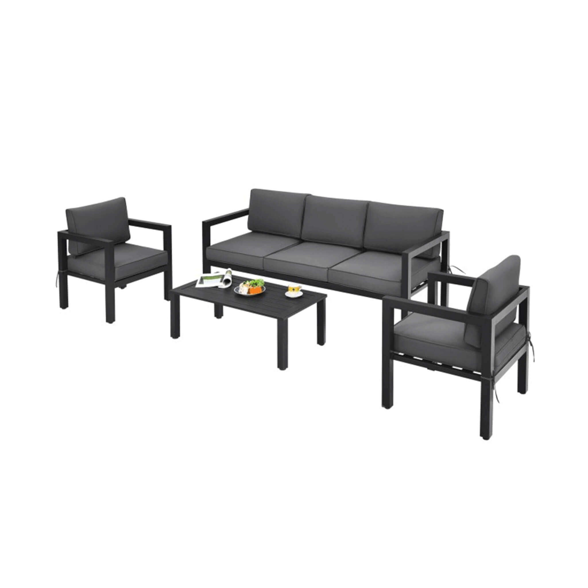 Juego de muebles de exterior de aluminio de primera calidad Alora de 4 piezas para patio trasero y piscina (SAK73532)