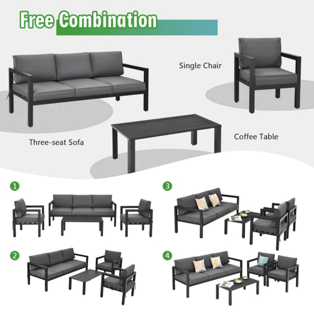 Juego de muebles de exterior de aluminio de primera calidad Alora de 4 piezas para patio trasero y piscina (SAK73532)