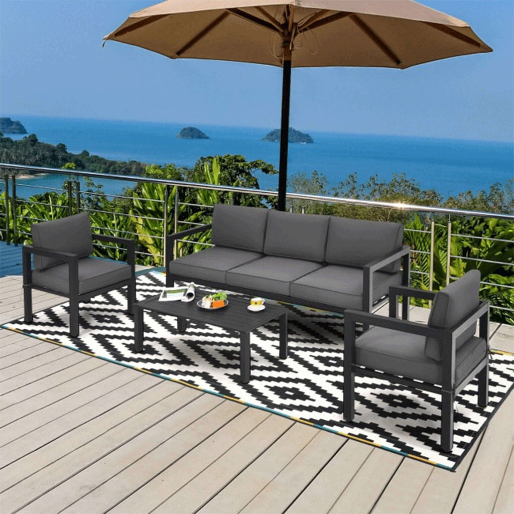 Juego de muebles de exterior de aluminio de primera calidad Alora de 4 piezas para patio trasero y piscina (SAK73532)