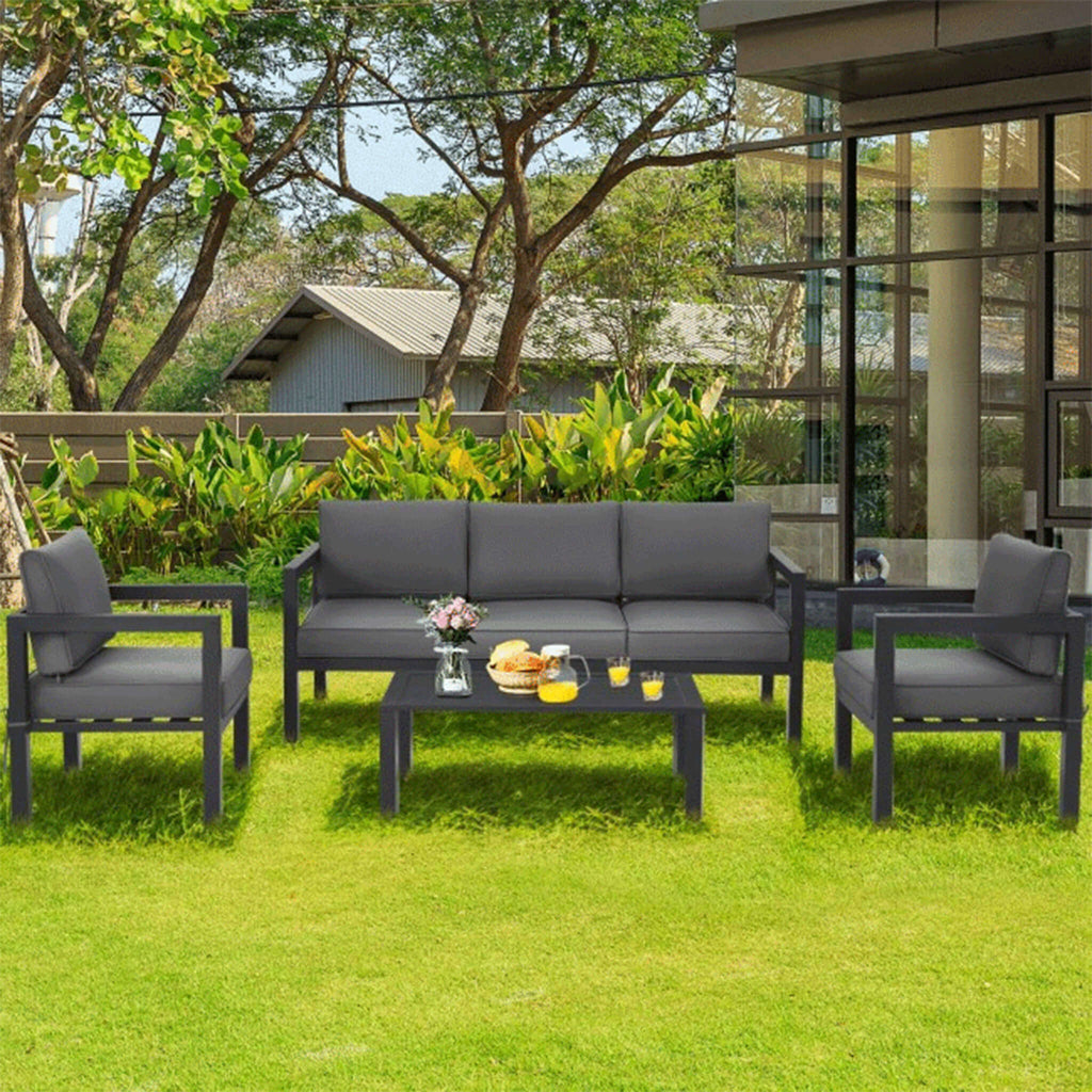 Juego de muebles de exterior de aluminio de primera calidad Alora de 4 piezas para patio trasero y piscina (SAK73532)